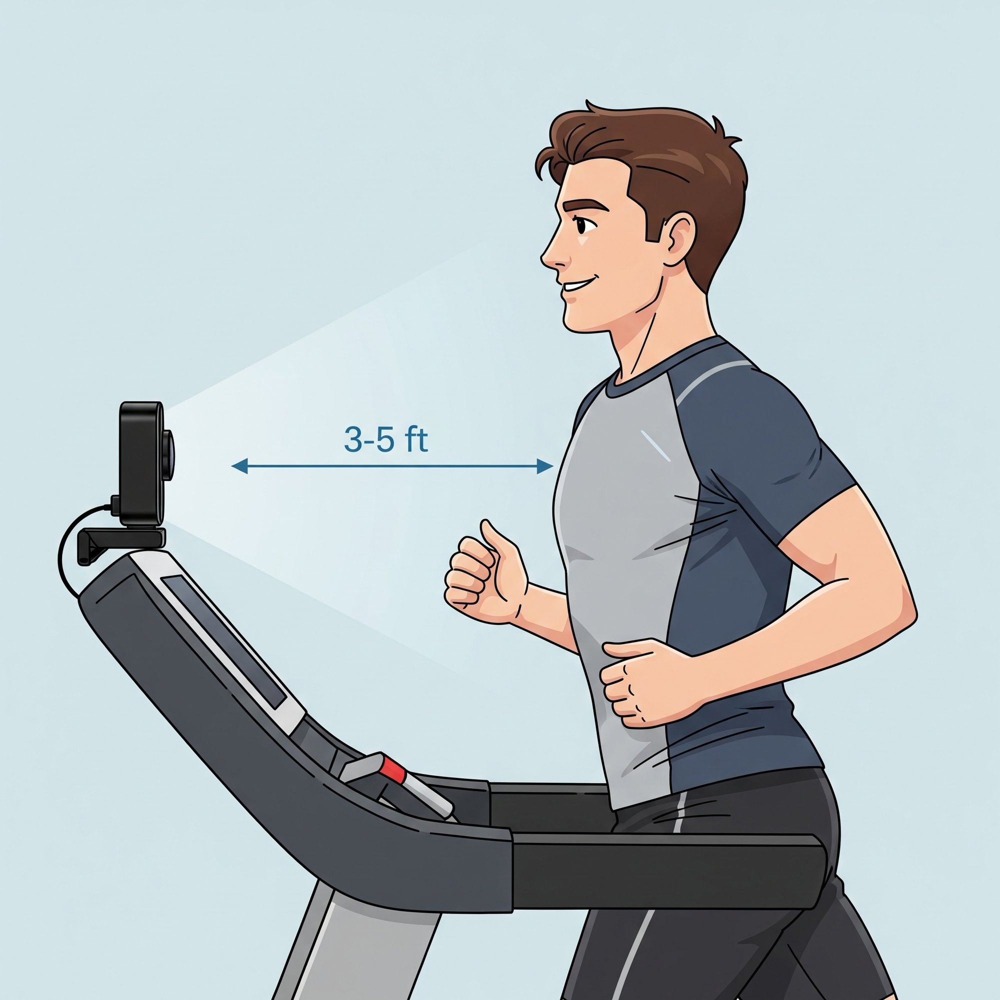 Treadmill user 3-5 feet